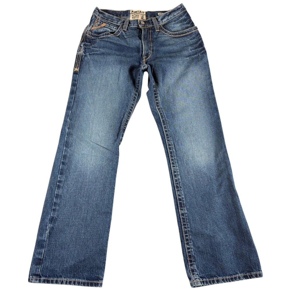 Ariat M4 Relaxed Bootcut Jeans Mens 31/32 Blue Medium Wash Workwear Durable